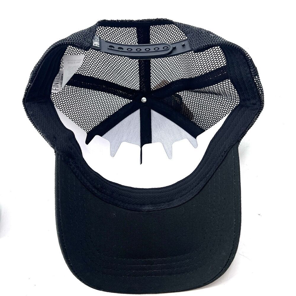 Fintech Fishing Black Logo Patch Mesh Snap Back Trucker Cap Hat Unisex OS - Picture 5 of 6